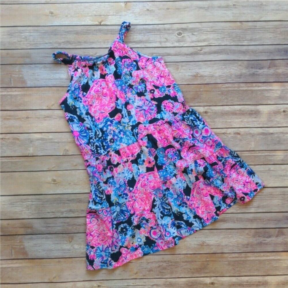 Lilly Pulitzer Mini Loro Print Dress -High Tidy Navy Turtle Amazement -XL(12-14)